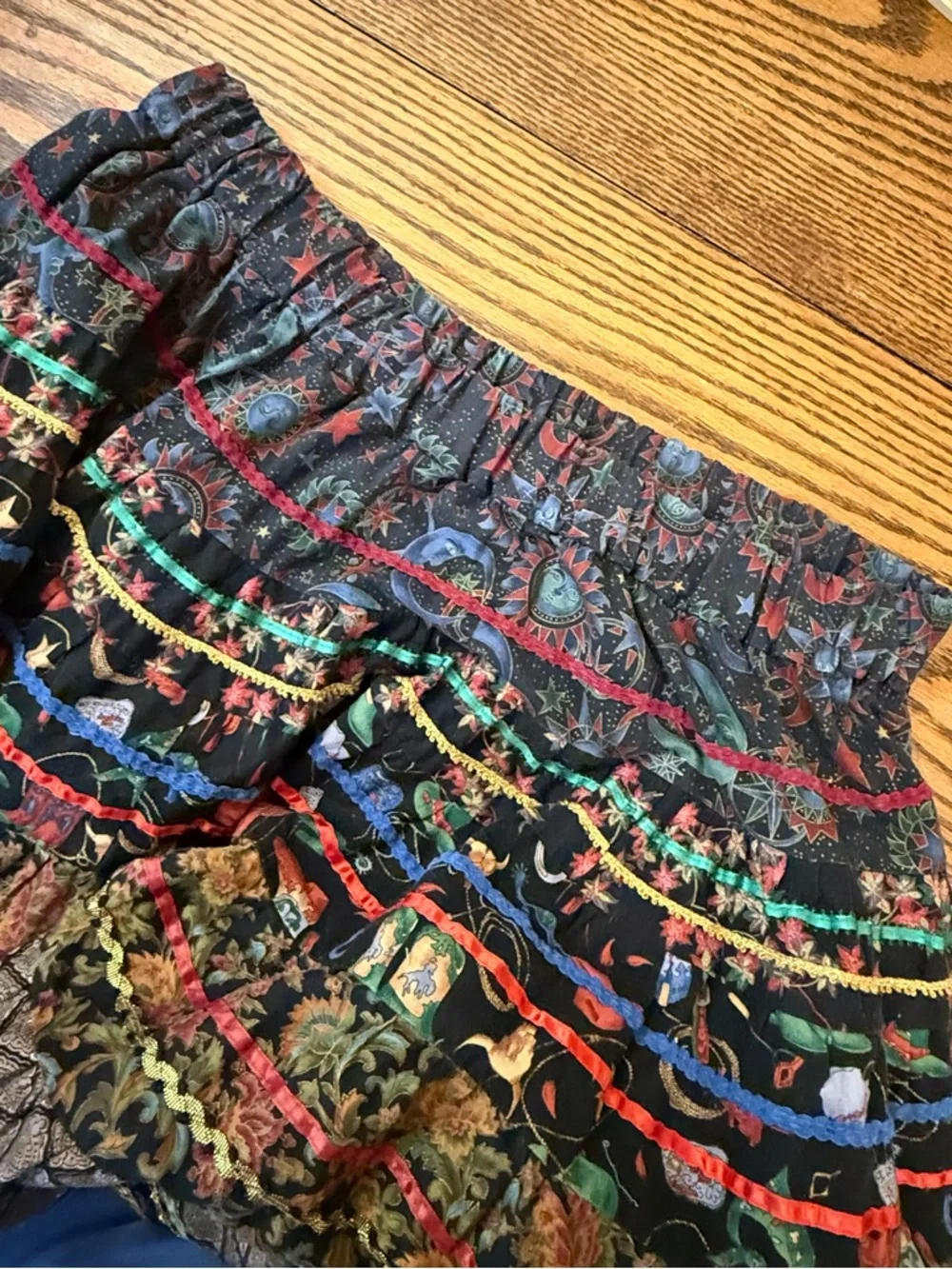 Celestial Western Maximalist Tiered Skirt Vintage London Bridge Mondiki L/XL